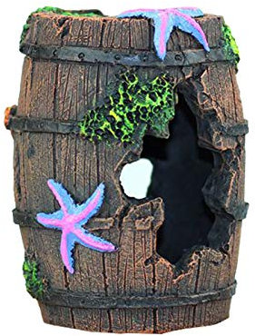 FuninCrea Fish Tank Cave Decor,Aquarium Broken Barrel Cave Decor, Fish Tank Mountain Cave Ornaments for Betta Fish Hiding Hole House Shelter (Brown)