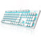 Camiysn Typewriter Style Mechanical Gaming Keyboard, White Retro Punk Gaming Keyboard with Blue Backlit, 104 Keys Blue Switch Wired Cute Keyboard, Round Keycaps for Windows/Mac/PC