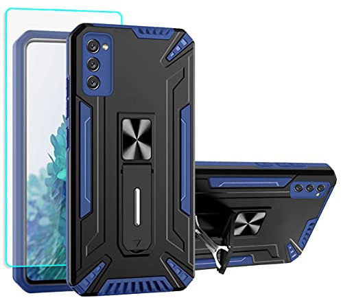Samsung S20 FE Case, Galaxy S20 FE Phone Cases, with HD Screen Protector, Cover with Ring Shockproof Protective Silicone Phone Cases for Samsung Galaxy S20 FE (Blue)