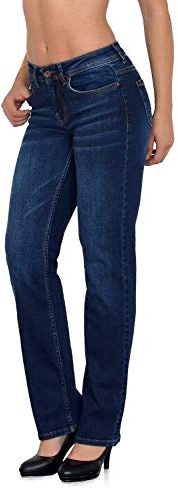 ESRA Straight Jeans Damen Stretch Hose Damen Jeans High Waist - Premium Damen Jeans Gerades Bein bis Übergröße Große Größe G6