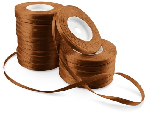 Netuno 20x Zierband Kupfer 6 mm x 32 m Satinband Schleifenband für Basteln | Geschenkband Dekoband Satinrolle Stoffband aus Polyester – Schleifen, Adventskranz, Christbaum, Silvester, Weihnachten