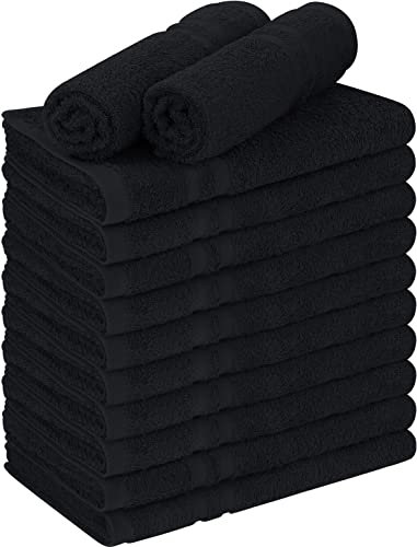 Utopia Towels Waschhandtücher aus Baumwolle, bleichfest, 40,6 x 68,6 cm, bleichsicher, 12 Stück, Schwarz