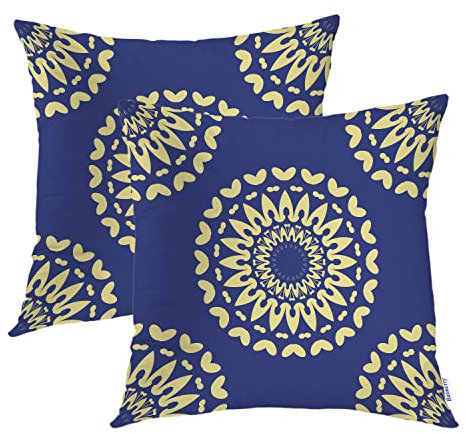 Batmerry Mandala Vintage Throw Pillow Covers,Mandala Vintage Indian Decorative Pillow Covers Digital Printing Blended Fabric for Couch Sofa Bed Invisible Zipper 18X18 in