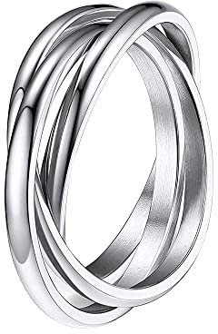 QKEPCY Angst Ringe für Damen Kreuz Angst Spinning Ringe Edelstahl Knoten Infinity Fidget Ring Dünne Stapelbarer Ringe für Anti Stress Anxiety Zappel Ringe Schmuck Geschenk (8, Silber)