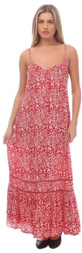 Superdry Damen Langes Trägerkleid Boho-Rot 38