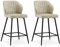 CLIPOP Barhocker 2er Set Kunstleder Barstuhl mit Lehne Moderner Gepolsterte Barstühle Küchenhocker Bar Hocker Tresenhocker Bistrohocker Barsessel mit Fußstütze Metall,Beige