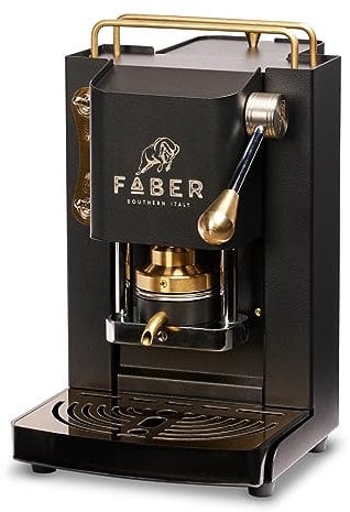 FABER COFFEE MACHINES | Modell Pro Mini Deluxe | Kaffeemaschine für 44 mm ESE-Pads | Einstellbare Padpresse aus Messing (MAT BLACK)