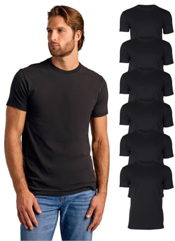 True Classic Herren T-Shirts – Kurzarm Rundhals Uni T-Shirt für Männer, Pack of 6, Black, M