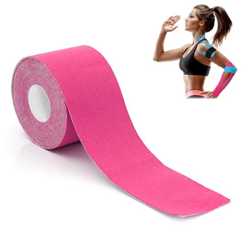 5m Kinesiotapes, Kinesiologie Tape, Kinesio Tape, Kinesiology Tape, Tape Sport, Wasserfest, für Sport, für Knie, Schulter und Ellenbogen, Muskelstraffende Bänder (Rosa / 2.5cm × 5m)