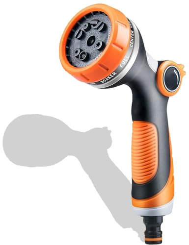 Hose Pipe Spray Gun Garden Water Gun Multifunction with 10 Patterns High Pressure Watering Nozzle for Plant Watering Car Pet Washing Sidewalk Cleaning Gardens Home, Orange