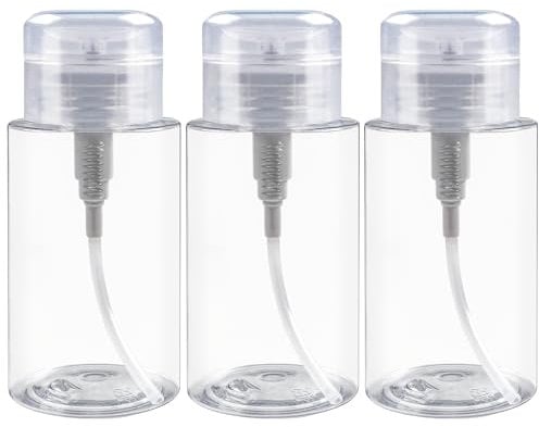 ANGNYA Bomba Dispensadora Botella 200 ML, 3 Packs Bomba Dispensadores Removedor con Tapa, Botella Bomba para Líquido Quitaesmalte Alcohol Desmaquillante