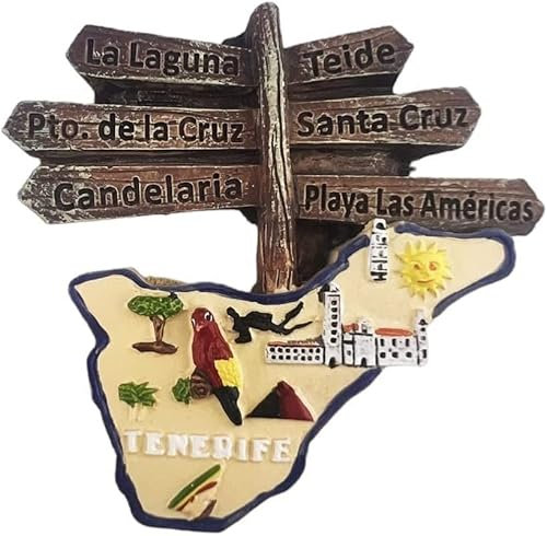 Kühlschrank mit Magneten, Kühlschrankdekorationen, 3D-Kühlschrankmagnet Teneriffa, Spanien, Reise-Souvenir, IC-Aufkleber, handgemalte Kunsthandwerkskollektion (Farbe: Teneriffa, Spanien, Größe: 2,8 x