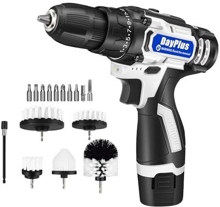 16.8V Akkuschrauber Set Akku Bohrschrauber, 45N.M Professional Akkuschrauber 2 Variable Drehzahl Akkubohrer Und Schrauber, Schnurlos Bohrmaschinen Mit 10pcs Bohrer-Set, 6pcs Bohrer-Bürste