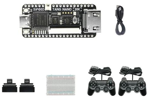 APBVIHL Tang Nano 20K Retro Spiele Konsole FPGA Set mit 2 Controllern | 20K LUT FPGA, NES Retro Spiele Emulator, HDMI, mit 2× Controller + USB Kabel + Breadboard + Adapter, sofort spielbereit