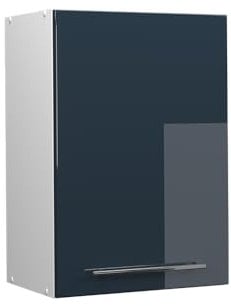 Vicco Hängeschrank Fame-Line, hängender Küchenschrank, Dunkelblau Hochglanz/Weiß, 50 cm