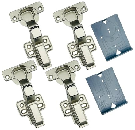 GEFONG 105 Degrés Rentrant Charnières Hydrauliques 35 mm pour Placards Fermeture Douce Charnière avec Amortisseur Intégré Automatique 4 Pièces