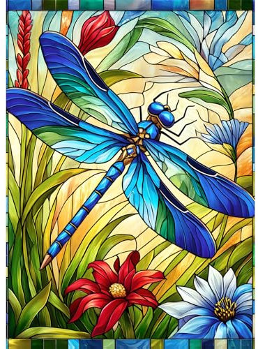 Sutinban Stained Glass Dragonfly 1000 Piece Puzzles, Jigsaw Puzzle 1000 Pieces for Adults, Coolest Adult Puzzles for Happy Family Time, Great Gift for Jigsaw Puzzle Lovers, 27.5’’x19.7’’