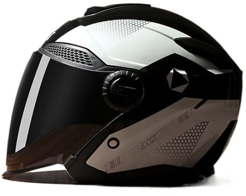 Jethelm mit Visier und Sonnenblende Motorradhelm, Herren Damen Rollerhelm Mopedhelm, ECE DOT Zertifiziert Jethelm Mit Visier, Komfortabler Motorradhelm B,LargeSize(60-65CM)