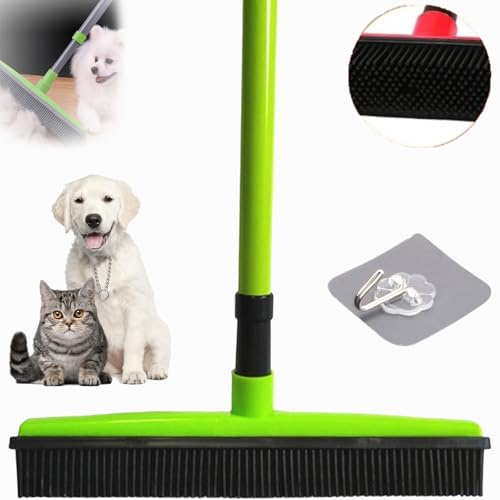 Petibo Pet Broom, Petibopet Broom, Pet Hair Removal Broom, Fur Remover Broom, Silicone Broom Pet Hair, Pet Broom for Carpet, Rubber Broom for Pet Hair on Carpet (Green)