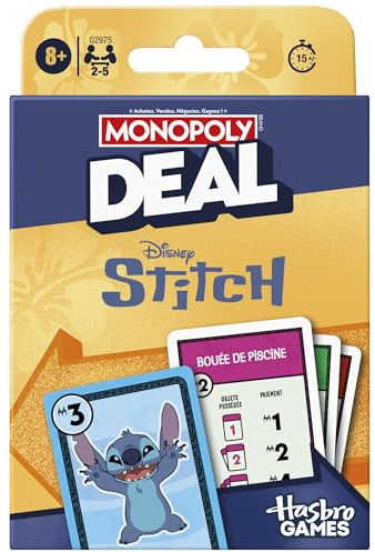 Monopoly Deal Disney Stitch Edition Card Game - French Version