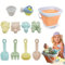 Sandspielzeug Set – 12-teiliges Sandkasten Spielzeug für Kinder, faltbarer Eimer, Schaufel, Harke, Förmchen, langlebiges Strandsandspielzeug für Jungen & Mädchen, Sommer Outdoor Geschenk, Orange