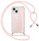 ZhuoFan Handyband Handyhülle für iPhone 13/iPhone 14 Hülle 6,1 mit Band, Transparent Aesthetic Leopard Muster Cover mit Kordel zum umhängen Necklace Rosa Case Silikon PC Stoßfest Schutzhülle, 05