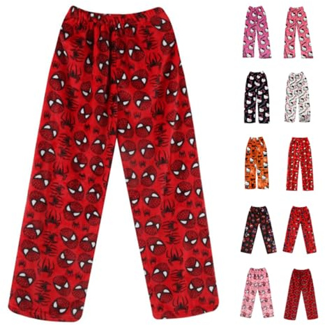 Pantalon Pyjama Femme Long Flanelle Bas de Pyjamas Polaire Chaud et Doux Confortable Fuzzy Anime Dessin Animé Y2K Kawaii Pantalons Décontracté Pour La Maison Pantalon de Pyjama Pants Automne et Hiver
