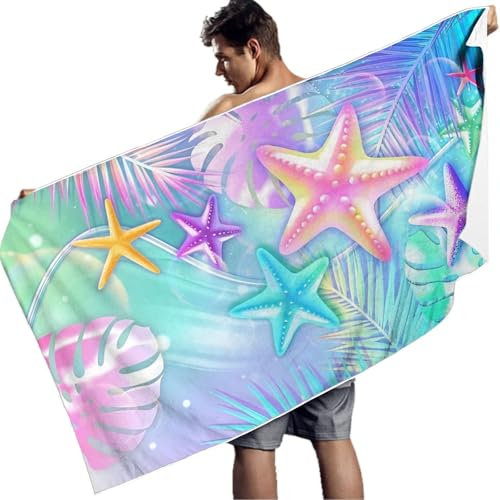 Toalla Playa Grande Microfibra,Toalla Piscina,Impermeable Beach Towel,Manta Playa Antiarena,Secado RáPido Toallas Microfibra Playa Para Piscina,Camping,Viaje,Tumbona (Estrella De Mar,150X200 cm)