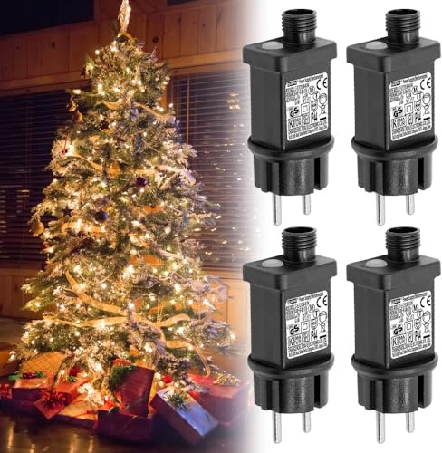 PLLYPE 31V 6W LED Netzteil, 4 Stück 8 Modi Lichterkette Stecker, IP44 Lichterkette Netzteil Adapter mit Speicherfunktion, LED Transformator, Stecker für Lichterkettes für Weihnacht Lichternetz