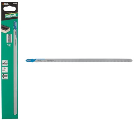 wolfcraft 1 Jigsaw Blade, Bi-Metal T-Shank Saw for Steel and Copper Pipes | Fine cuts through sandwich material and profiles up to 200mm diameter. 1.2mm tooth spacing. Made in Germany. 8026000