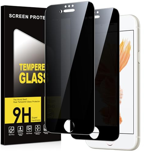 Xiltlly Protector Pantalla Privacidad para iPhone 6/6s 2 Piezas,Anti Espía Cristal Templado,Anti-Espía Vidrio Película,9H Dureza,Anti-Arañazo,Sin Burbujas,Privacy Screen Protector