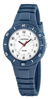 Calypso Kinderuhr Junge und Mädchen Analog aus Kautschuk Blau dunkel | Quarzuhr, Widerstandsfähiges Glas, Wasserdicht 10 ATM, K5886/2, Sweet Time