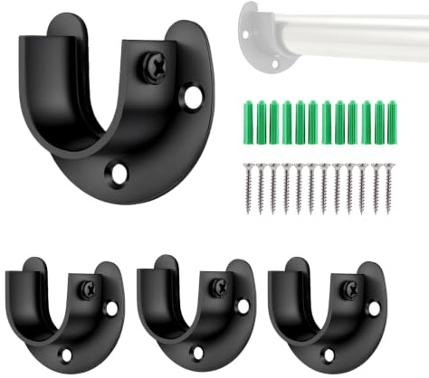 Yifort 4 Stück Kleiderstangen Halterung Stangenhalterung - 25MM U‑förmiges Edelstahl Flansch, kleiderstangenhalter, stangenhalterung, Set mit Schrauben für Kleiderstangen und Gardinenstangen