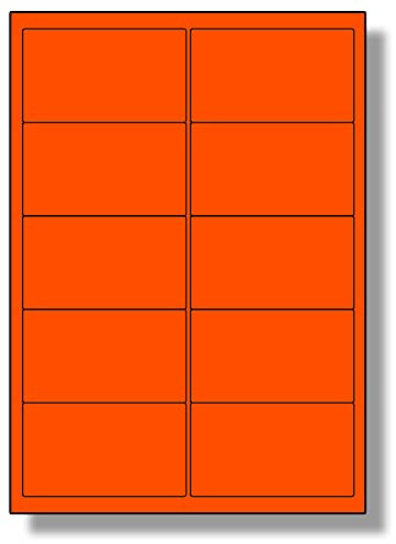 Label Planet® 10 Per Sheet, 5 Sheets (50 Tomato RED Labels). Coloured Paper Labels with Rounded Corners 99.1 x 57mm, LP10/99 C.