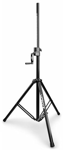 Vonyx LS93 Heavy Duty Speaker Stand with Adjustable Wind-Up Mechanism, 70kg Load Capacity, Metal Construction, Height 134-205cm, 35mm Pole Mount for PA Speakers and Sound Systems
