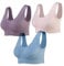 Lemef 3-Pack Seamless Sports Bra Wirefree Yoga Bra with Removable Pads for Women, L, Pink&blue&purple