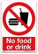 Hinweisschild mit englischer Aufschrift No food or drink, A4, selbstklebendes Vinyl