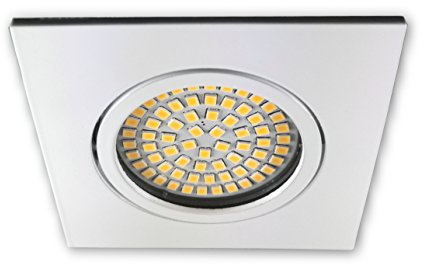 LICHT DISCOUNT LED Einbaustrahler 230 V S0307 eckig weiss - Einbauleuchte LED Spot Strahler inkl. 3.5 W LED warmweiss - geringe Einbautiefe nur 27 mm - Deckeneinbaustrahler Einbauspot