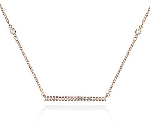 namana Rose Gold Bar Necklace for Women, Rose Gold Necklaces for Women and Teenage Girls with Cubic Zirconia Stones, Ladies Rose Gold Chain Necklace, Rose Gold Jewellery Gifts for Women