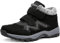 visionreast Winterschuhe Warm Gefütterte Winter Schneestiefel Trekkingschuhe Wanderhalbschuhe Winterboots rutschfest Outdoor mit Klettverschluss für Herren Damen, Schwarz, 46 EU