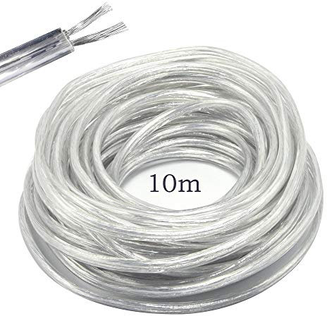 Cable eléctrico de 2 núcleos de PVC Cable Eléctrico de Alambre de Cobre de Alta Resistencia a la Temperatura 2 x 0,75 mm² Cable de Alimentación Doble 10 Metros Longitud de Corte flexible Transparent