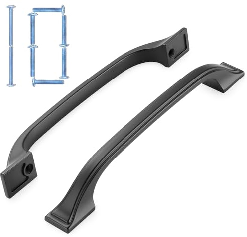 KOOFIZO 10 Pack 5 in Black Kitchen Cabinet Pulls Handles Door Drawer 1958 | Solid Metal, Sturdy, Comfortable, Arch Hardware, Kitchen Cabinet Pulls, for Dresser Cupboard Bedroom Bathroom Vanity