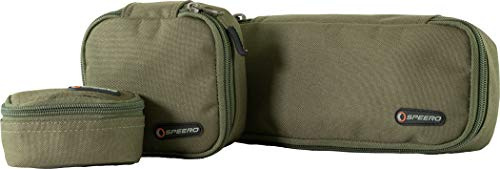 SPEERO Utility Pouches Kit 3 Pack – 600D Cordura Military Pouches with Military Spec Zips & Wipe Clean Base – Outdoor, Fishing & Tactical Storage - Green