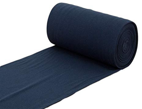 Baumwoll - Bündchenstoff Uni einfarbig dunkel navy - Meterware ab 25 cm x 70 cm Schlauchware - Stoff zum Nähen