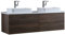 StoneArt Badmöbel Set mit Mineralguss Waschbecken Waschschale Aufsatzwaschbecken und Unterschrank Waschtisch Einzel- oder Doppelwaschbecken Brugge BU-1601pro-5 Eiche dunkel 160cm