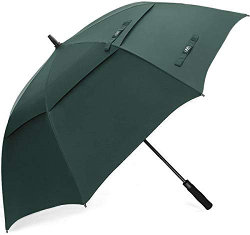 G4Free 47/54/58/62/68 Inch Automatic Open Golf Umbrella Extra Large Oversize Double Canopy Vented Windproof Waterproof Stick Umbrellas (Dark Green, 68 inch)
