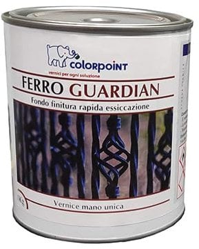 Color Point Ferro Guardian – Vernice Smalto per ferro con antiruggine – Mano Unica – A Rapida Essiccazione 1KG (Grigio RAL 7040)