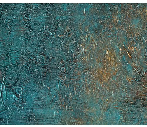 decomonkey - Papier Peint Panoramique Mur de Pierre 450x315 cm - Décoration murale moderne – Tapisserie décorative pour chambre salon - Motif artistique pierre coloré bleu texture fond doré