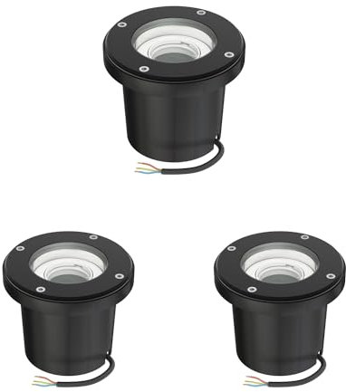 ledscom.de 3 Stück Bodeneinbauleuchte BOFU für außen, IP67, schwenkbar, schwarz, rund, 150mm Ø, 1x GU10 max. 15W