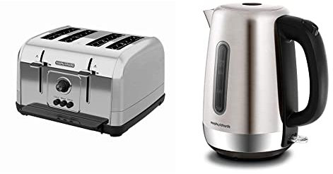 Morphy Richards Venture 4 Slice Brushed Toaster Stainless Steel & Equip 1.7 Litre Jug Kettle 3000 W